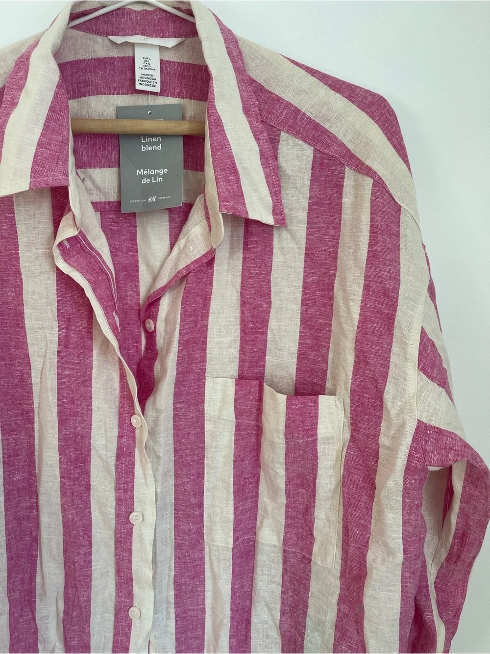 H&M Pink and Cream linen blend shirt - Picture 6 of 6